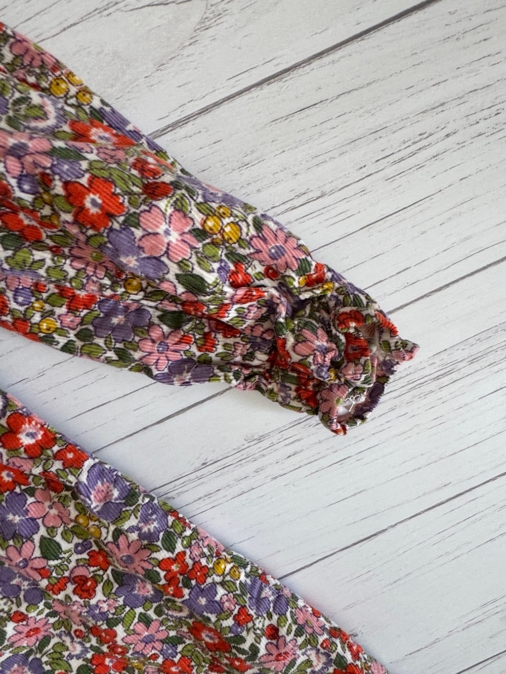Girls Floral Long-Sleeve Dress in Red & Purple - Picture 4 of 7